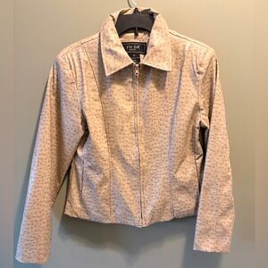 FU DA Sport Size Small Tan Faux Leather Ostrich Jacket with Pockets